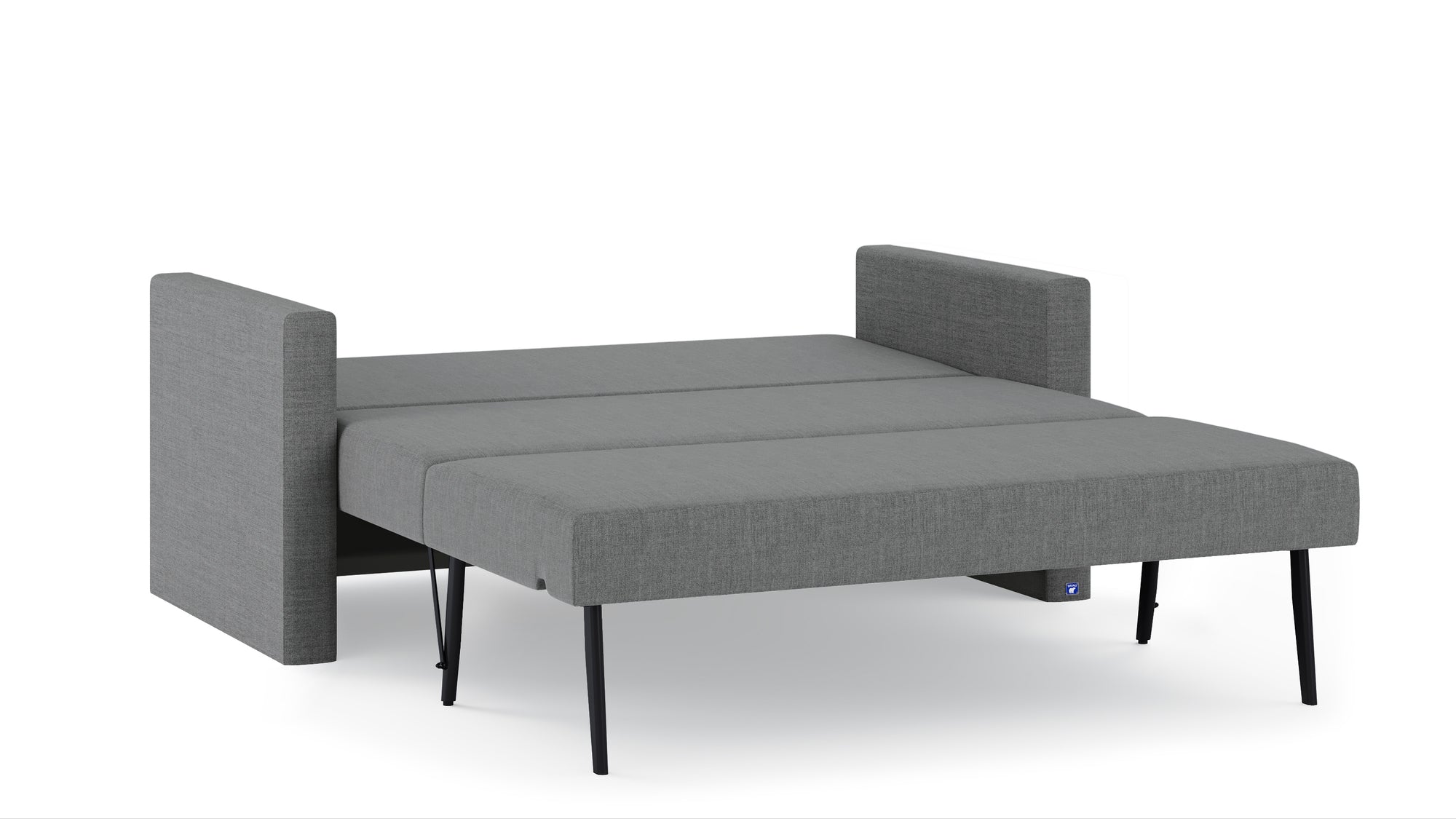 Schlafsofa von Bruno – 140 cm, in Dunkelgrau, schmale Armlehnen
