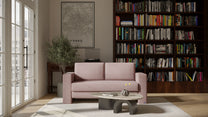 Schlafsofa von Bruno – 140 cm, in Glory Blush, Kubus-Armlehnen