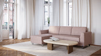 Schlafsofa von Bruno – 140 cm, in Glory Blush, Klassik-Armlehnen, Metallfüße
