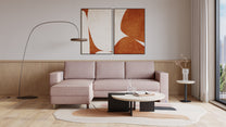 Schlafsofa von Bruno – 140 cm, in Glory Blush, Kubus-Armlehnen