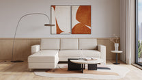 Schlafsofa von Bruno – 140 cm, in Glory Soft Beige, Kubus-Armlehnen
