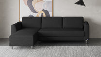 Schlafsofa von Bruno – 160 cm, in Anthrazit, Klassik-Armlehnen, Metallfüße