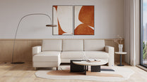 Schlafsofa von Bruno – 160 cm, in Glory Soft Beige, Kubus-Armlehnen