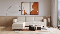 Schlafsofa von Bruno – 160 cm, in Glory Soft Beige, Kubus-Armlehnen