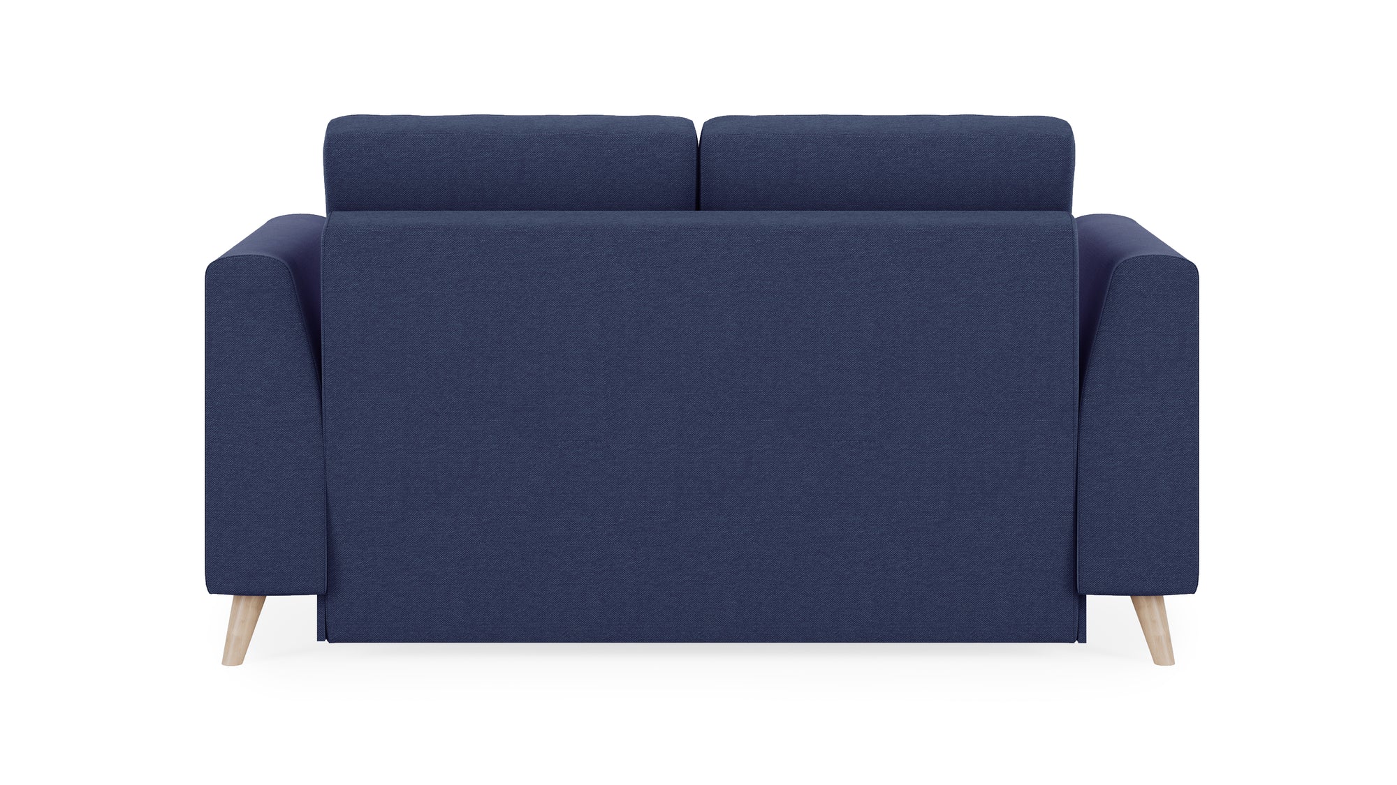 Schlafsofa von Bruno – 120 cm, in Blau, Klassik-Armlehnen, Holzfüße