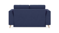 Schlafsofa von Bruno – 120 cm, in Blau, Klassik-Armlehnen, Holzfüße