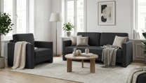 Schlafsofa von Bruno – 140 cm, in Anthrazit, schmale Armlehnen