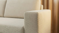 Schlafsofa von Bruno – in Beige, Kubus-Armlehnen
