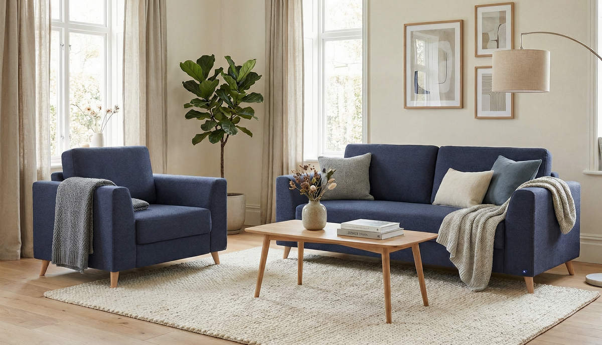 Schlafsofa in Blau mit Boxspringfedern