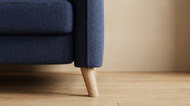 Pillow Schlafsofa Armlehne in Blau mit Holzfüßen
