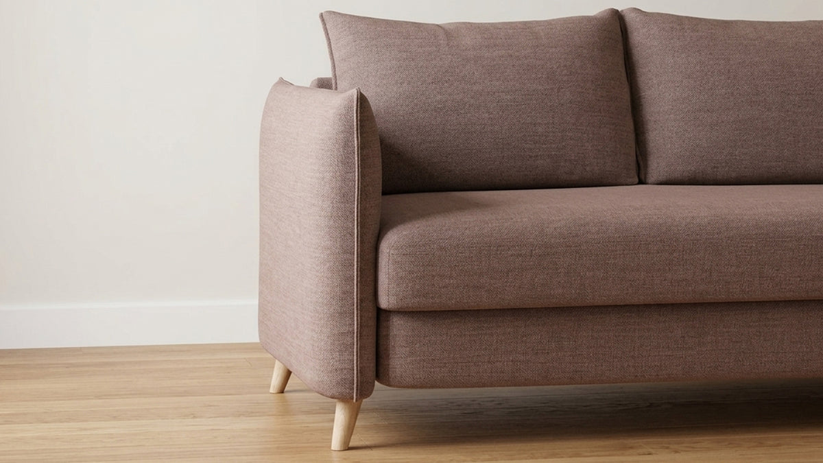 Pillow Schlafsofa Armlehne in Braun mit Holzfüßen