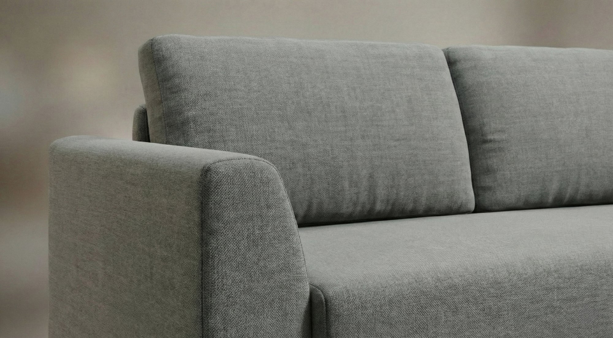 Schlafsofa von Bruno – in Dunkelgrau, Klassik-Armlehnen, Holzfüße, Metallfüße